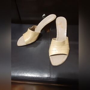 Nine West Women's Leather Tan Beige Wedge Highheel Shoes Size 8 5M